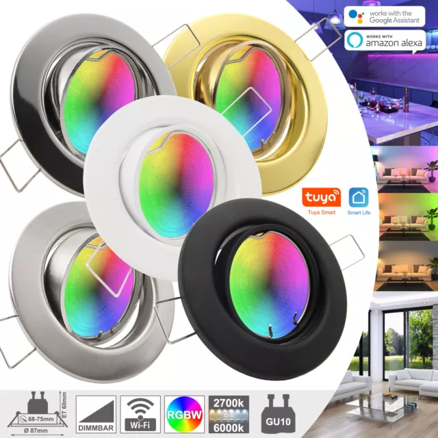 LED RGB Einbaustrahler 230V 5W WiFi Einbauleuchten flach Spot Set DECORA