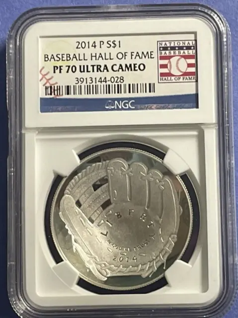 2014 P Baseball Hall Of Fame .90 SILVER $1 NGC PF 70 Ultra Cameo