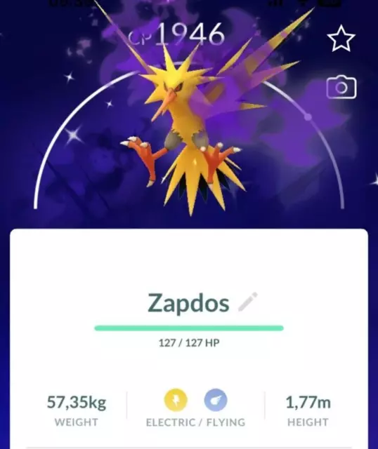 Pokémon Go * Shiny Shadow Articuno * Mini P T C - 100.000 stardust - 20  Candies