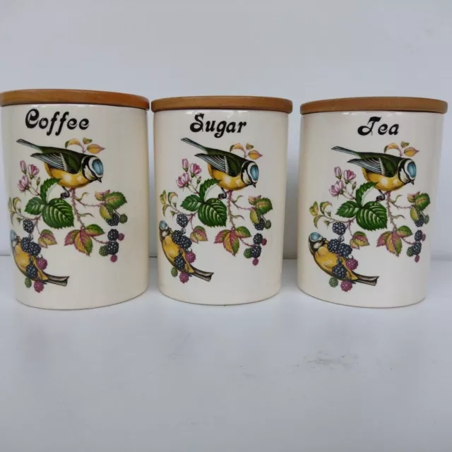 Dawlish Vintage Kitchen Jars Coffee, Sugar & Tea garden birds design Lovely Set