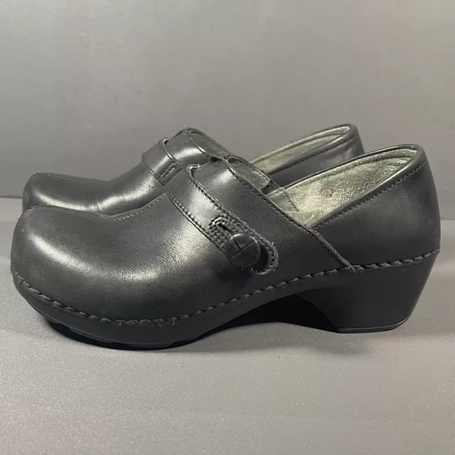 Dansko Solstice Womens Size EU 38 US 7.5-8M Black Leather Clogs Shoes Excellent