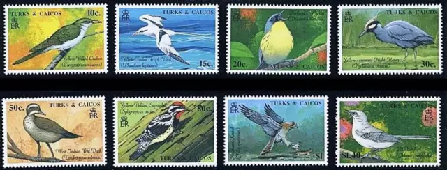 Islas Turcas Y Caicos 1989-90 Aves (Largo Juego) Sc# 806-13 MNH Patos, Raptors,