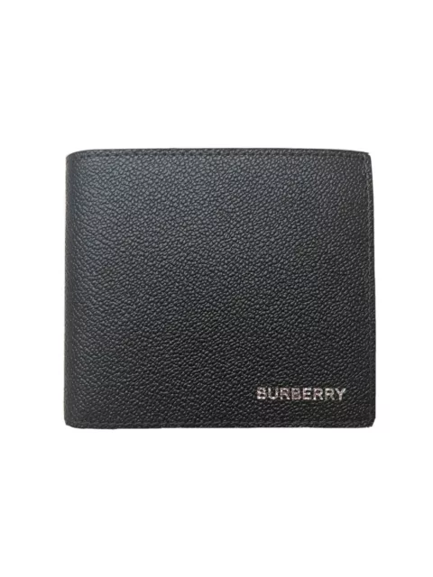 New Burberry International Bifold Black Leather Wallet