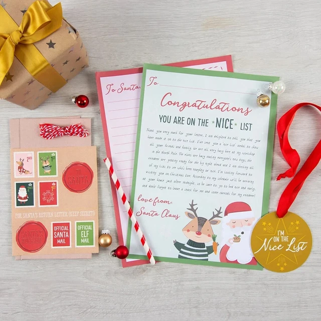 Set attività natalizie Lettera a Babbo Natale bambini con lettera di ritorno e medaglia posta UK