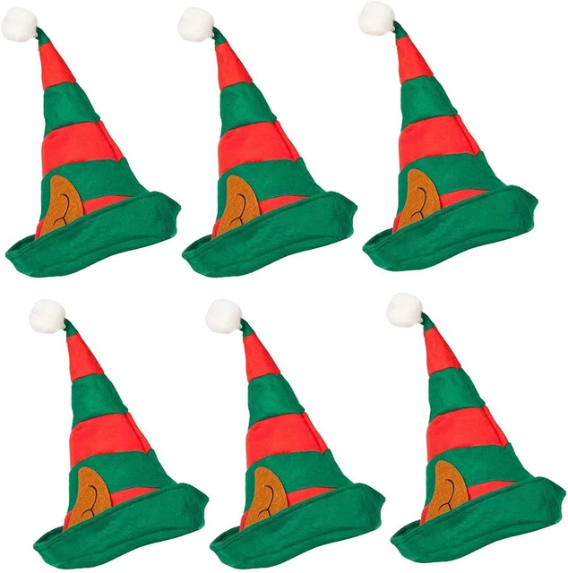 6X ELF HAT Ears Xmas Christmas Hat Secret Santa Fancy Dress Headgear