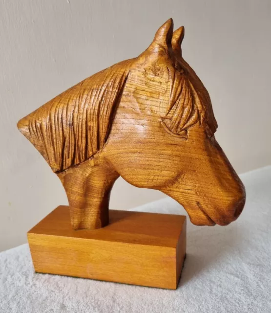 Unique Vintage Hand Carved Wooden Horse Head Sculpture Gift For Horse Lover