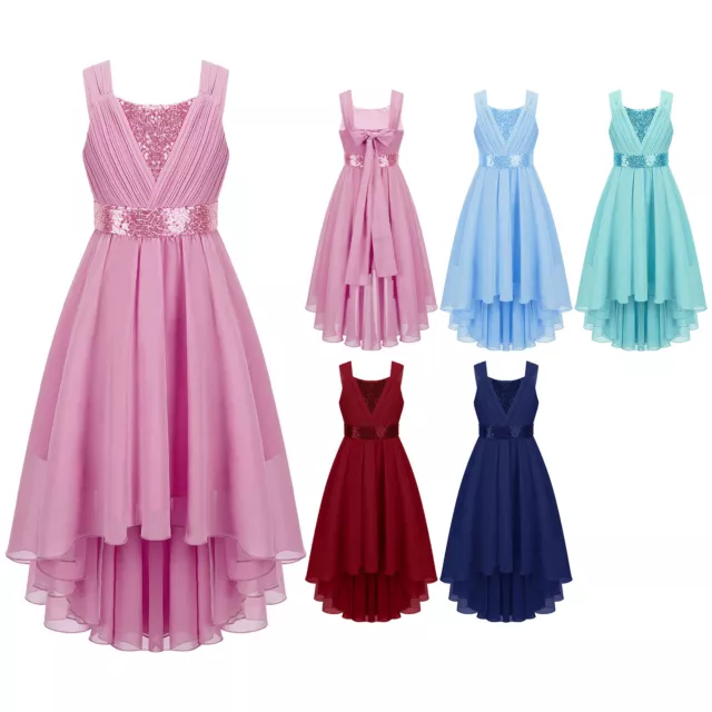 Flower Girls Bridesmaid Chiffon Ruched Dress Wedding Communion Party Formal Gown