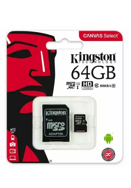 Kingston 64GB Micro SD Card SDHC SDXC Memory Card TF Card Class 10 SD Adapter UK