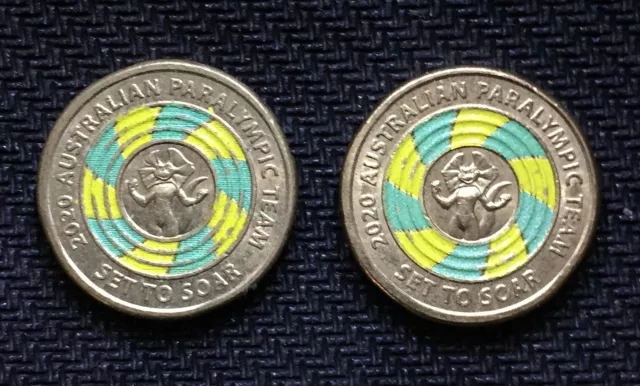 Australian Two Dollar $2 Coin - 2020 Set To Soar Paralympic Team Lizzie Circ