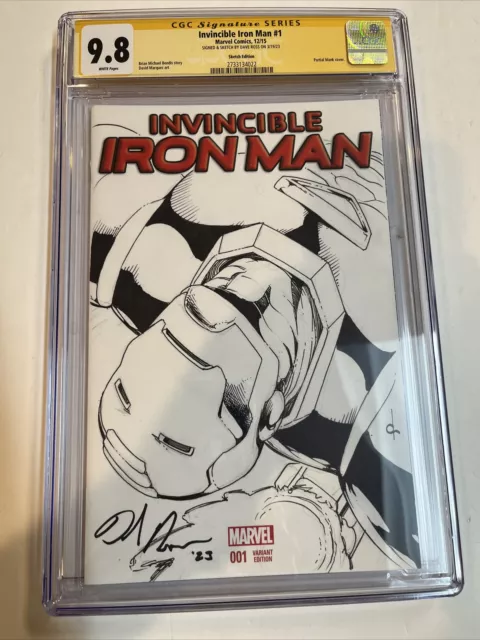 Invincible Iron Man (2015) # 1 (CGC SS 9.8) Signed & Sketch Dave Ross