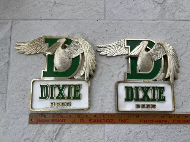 (2) Original DIXIE BEER Advertising Sign New Orleans, La. 1970’s with Pelican