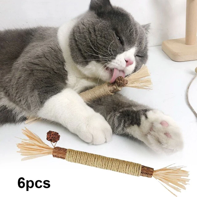 6x Catnip Toys Cat Wand Silvervine Sticks Cat Toys For Indoor Chew Cats Toy