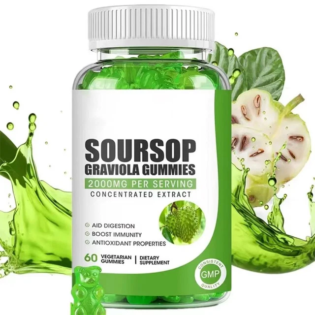 60 CAPSULES SOURSOP Gummies Graviola Food Supplements Daily Wellness UK ...
