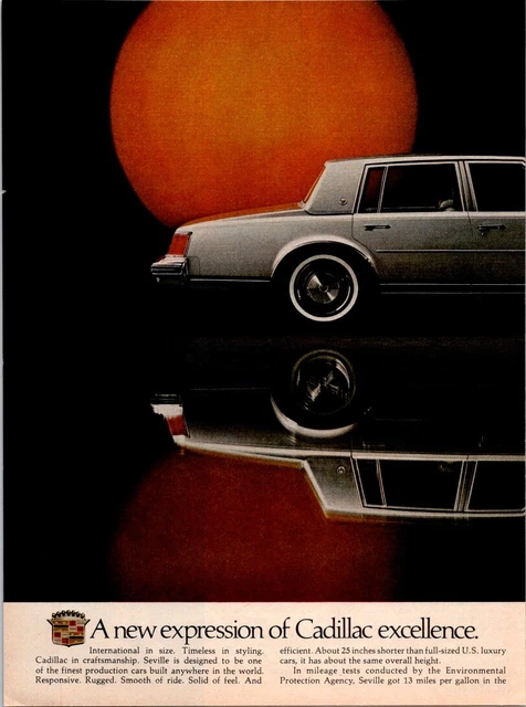 Cadillac Seville 1976 Print Ad About 25” Shorter Than Full-Sized US Luxury Cars