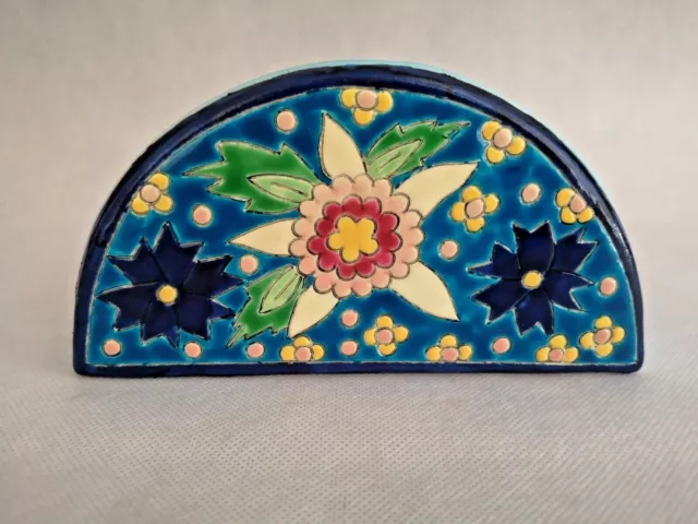 Porte serviette en papier, porcelaine à décor floral polychrome plastifié