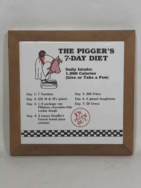 De Colección The Joy of Pigging Out The Piggers 7 Días Dieta Divertida Trivet Azulejos Cocina Arte