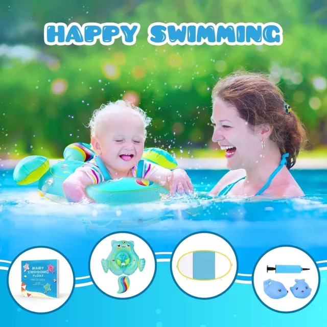 Ultra-Safe Baby Pool Float ith Sponge Support Bottom UPF50+ Sun for infant 3-36m 3