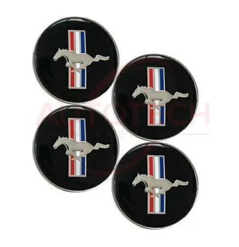 [4 pc. SET] FORD MUSTANG TRI BAR SNAP-IN WHEEL CENTER CAPS