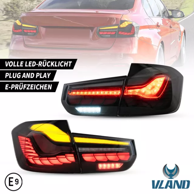 VLAND LED Rückleuchten Stil DRL Rauch Für 2013-2018 BMW 3er F30 F35 F80 E-MARK