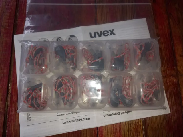 UVEX tappi per orecchie con cavo riutilizzabili in scatola di plastica, confezione da 10.