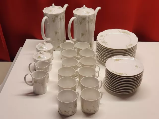 Edles Rosenthal Monbijou Grüne Ranke Kaffeeservice für 12 Personen – 42 Teile