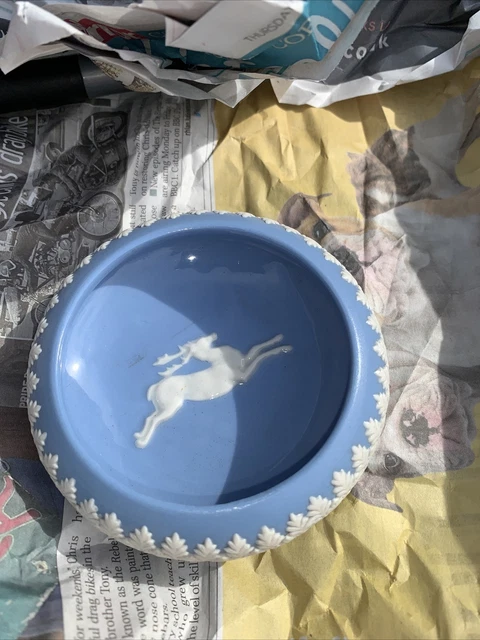 Vintage Dudson Hanley Jasperware Shallow Bowl Dish with Leaping Stag, Gloss Inne