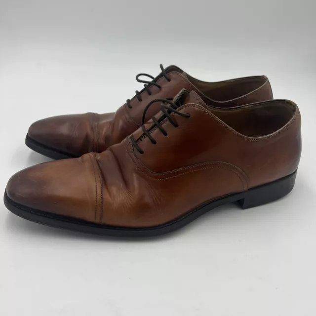 Men’s Magnanni Leather Lace Up Dress Shoes Cognac Brown Size 9