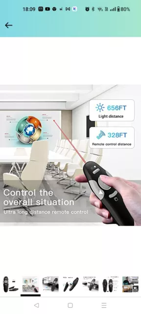 Presentation Clicker Wireless Presenter USB Control Powerpoint PPT Clicker RF...