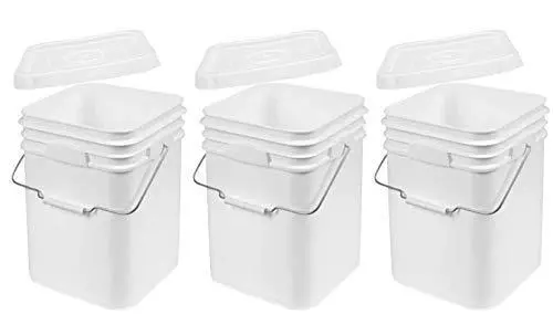 Terra Products Co. White Pails and Lids - Heavy Duty Buckets for Storage -