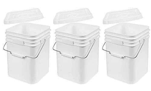 Terra Products Co. White Pails and Lids - Heavy Duty Buckets for Storage -
