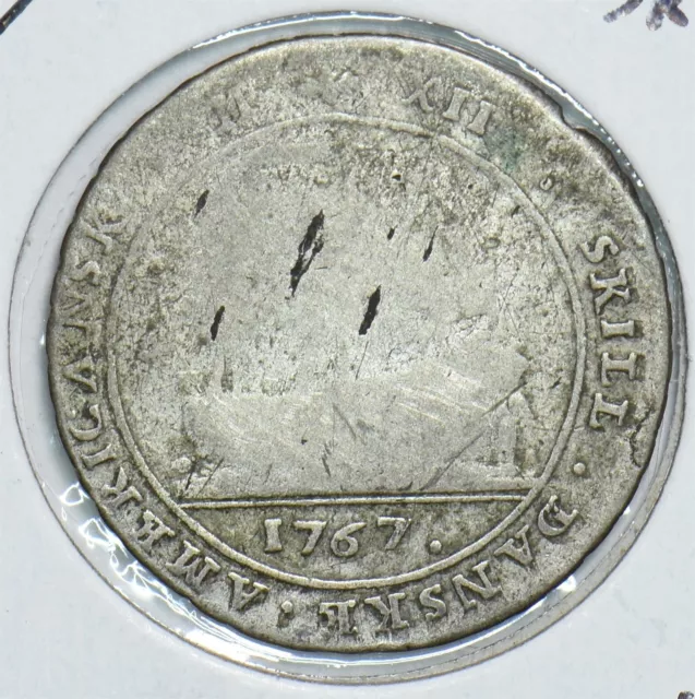 Denmark 1767 12 Skilling Silver 491497 combine shipping 2