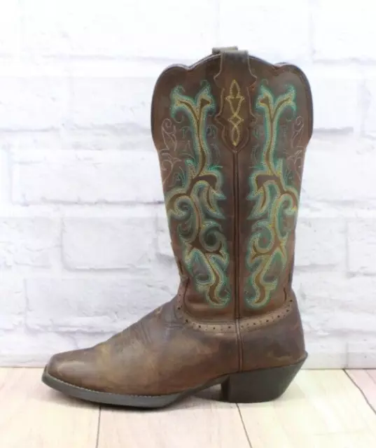 JUSTIN L2552 WOMENS Brown Leather Square Toe Stampede Western