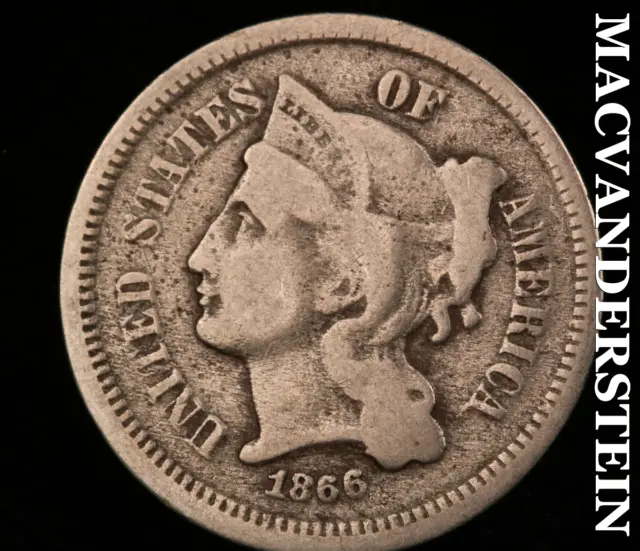1866 Three Cent Nickel-Scarce Better Date #O1706