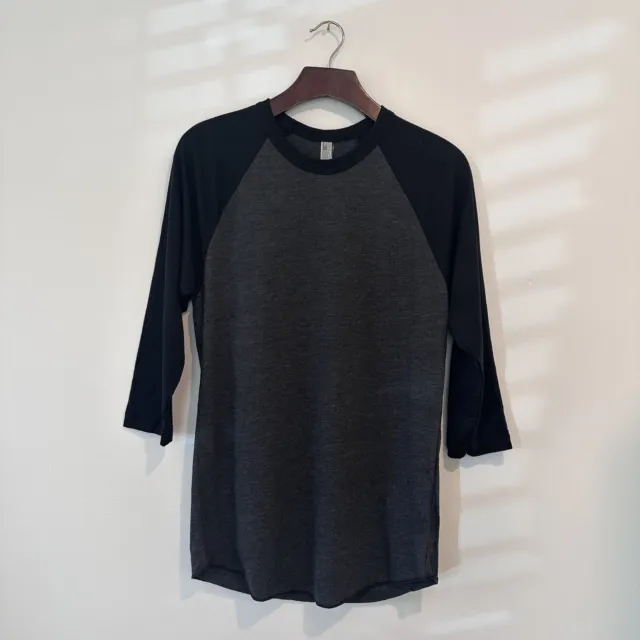 American Apparel Baseball Raglan - 3/4 Sleeves | Black & Charcoal | Unisex XL