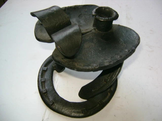 Ancien Rat De Cave (bougeoir) En Fer Forgé - Art Populaire Français - 21 Cm