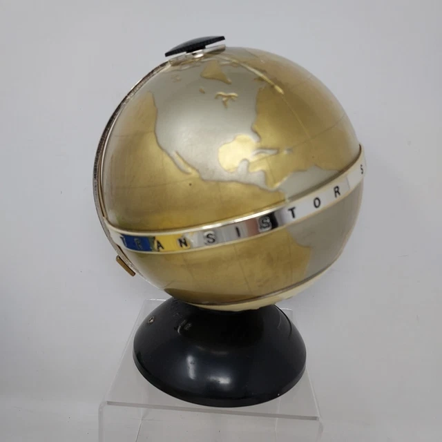 RARE FLEETWOOD TRANSISTOR Six Gold "WORLD GLOBE" Radio VINTAGE PARTS OR