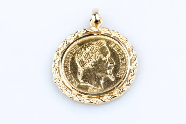 Pendentif Reproduction 10 Francs Napoléon III En Or 18k - Poids 3 à 3,2 Grammes - Occasion