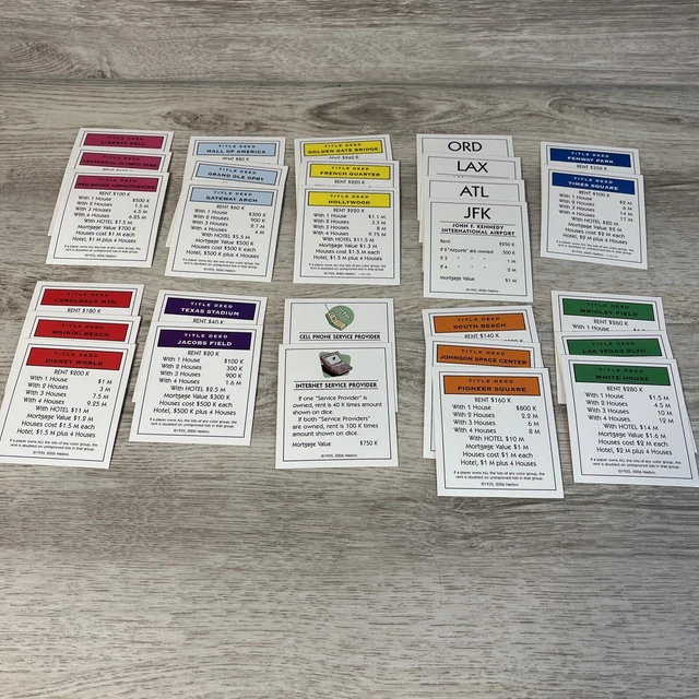 MONOPOLY ELECTRONIC BANKING Replacement TITLE DEED Property Cards 2006 monopoly-electronic-banking-replacement-title-deed-property-cards-2006