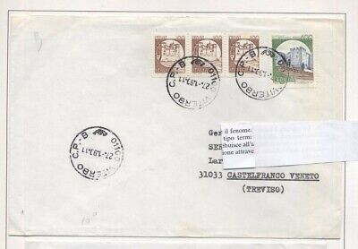 CIB_029 STORIA POSTALE CASTELLI IN BOBINA LETTERA CON LIRE 100-1990 