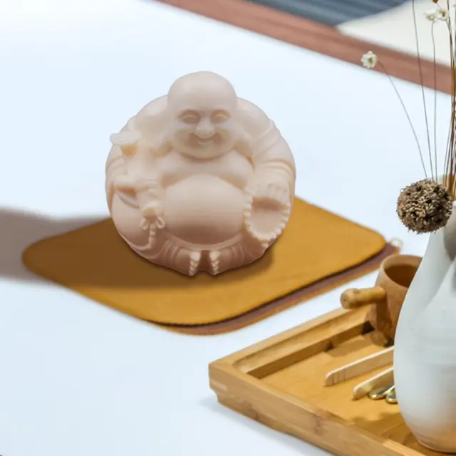 Figurine de bouddha rieur en bois, ornement de bureau pour salon de thé,