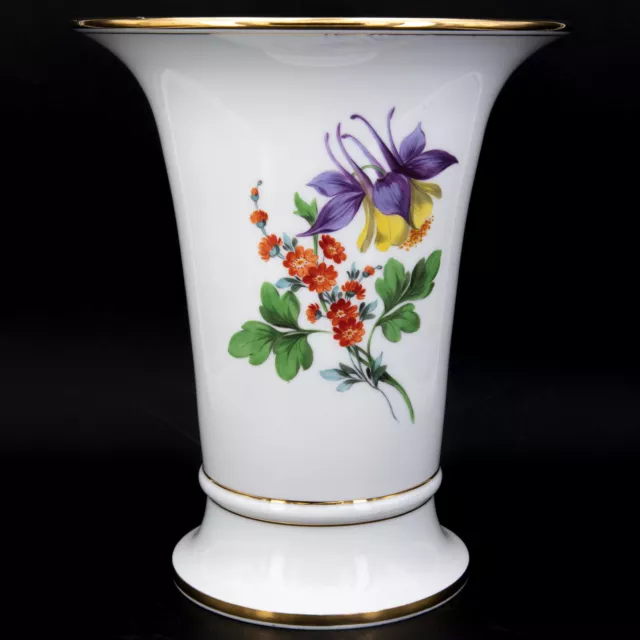 19,5 cm - Große Vintage Meissen 1. Wahl Trichtervase Kratervase 541 Akelei Lila