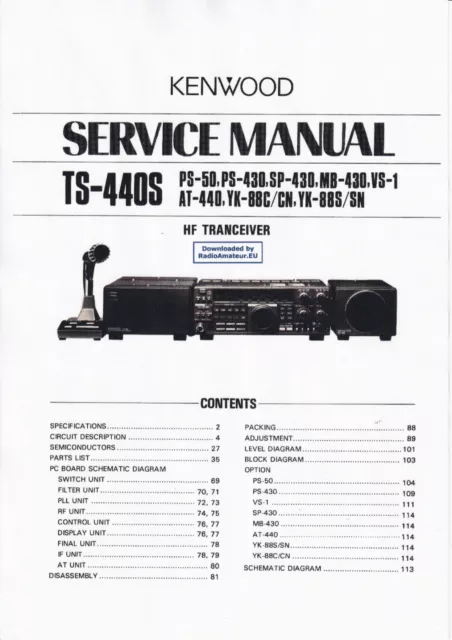 Service Manual-Anleitung für Kenwood TS-440 S,PS-50,PS-430,SP-430,AT-440,YK-88