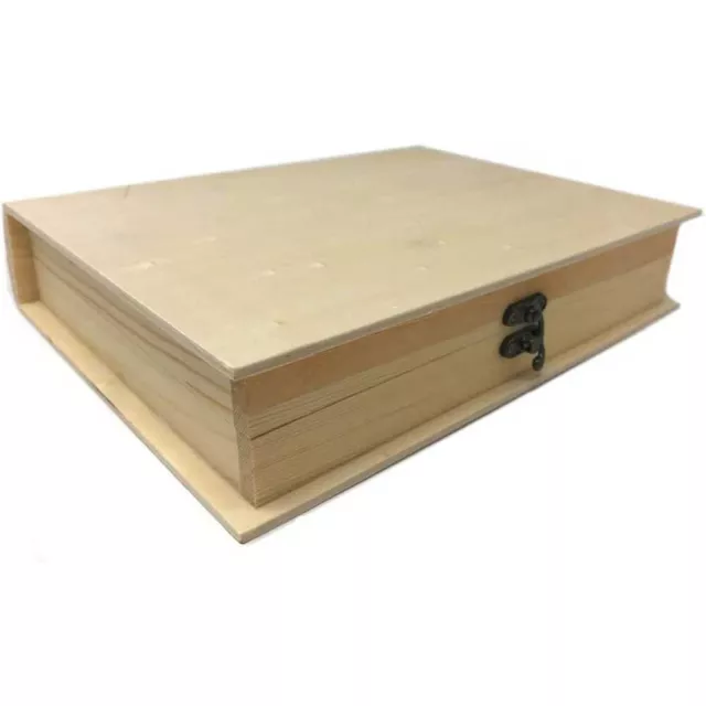 Scatola portagioie a forma di libro in legno per decoupage oggetti 25x18,5x5 cm