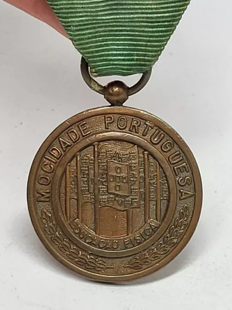 Antiqu PORTUGAL MOCIDADE PORTUGUESE YOUTH 1948 PE Gymnastics Ribbon Bronze Medal