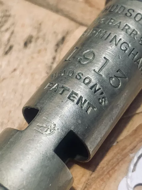 ORIGINAL 1913 DATED Military Hudson Whistle Antique WW1 Era ‘D’ Broad ...