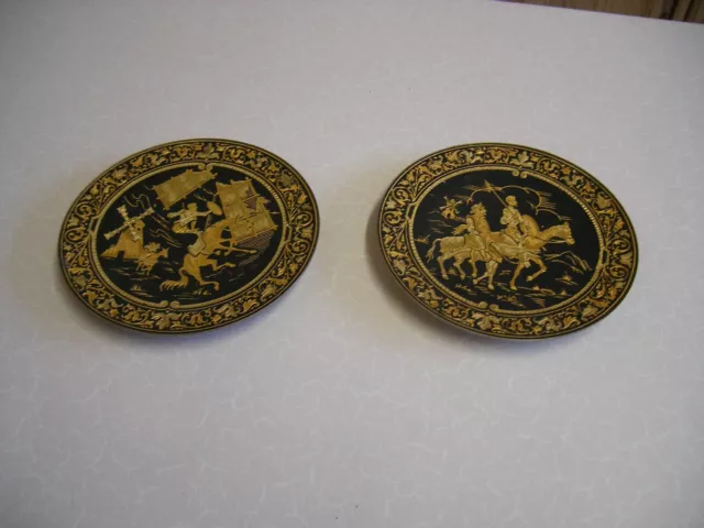 Pair of Vintage of Don Quixote & Sancho Panza Footed Pin Dishes (2503)