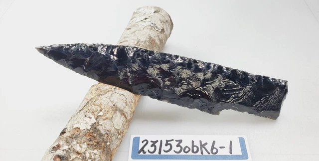 6.25" Obsidian Knife Blade - Hunting - Deco - Hand Knapped "Dragon Glass"