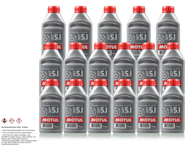 17x 0,5 Liter Original Motul 100950 Bremsflüssigkeit DOT 5.1 Brake Fluid