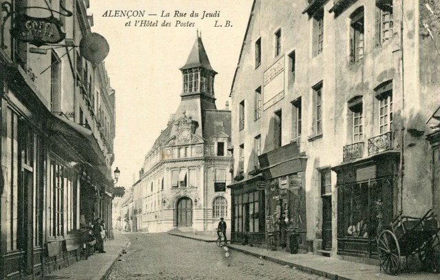 ALENCON card La rue du Jeudi et l'Hôtel des Postes