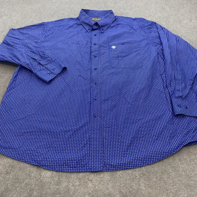 Ariat Shirt Mens 2XL XXL Polka Dots Long Sleeve Button Up Cowboy Logo Pocket